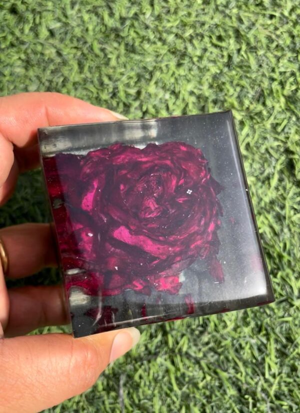 Customizable Resin Paperweight with Rose Preservation