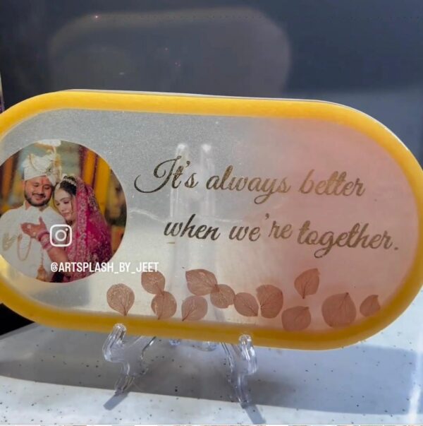 Custom Resin Tray with Photo and Personalized Message - Elegant & Unique Design